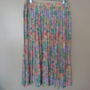 Vintage Floral Pleated Midi Skirt Women's Pastel Summer Flowy Casual Cottagecore